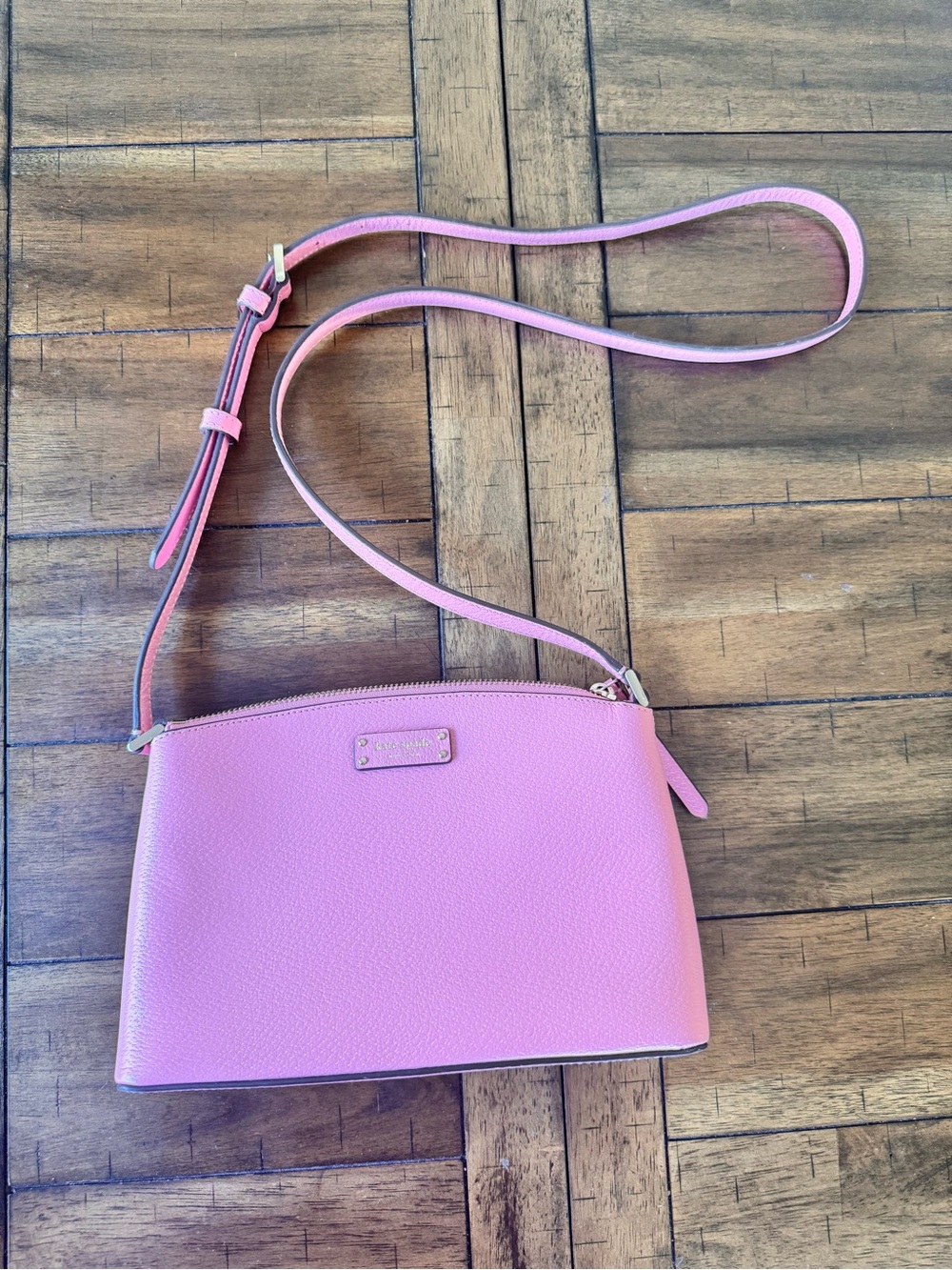 kate spade Pink Pebbled Leather Crossbody Bag with Adjustable Strap